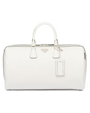 Prada Bolsa De Lona En Piel Saffiano - Blanco