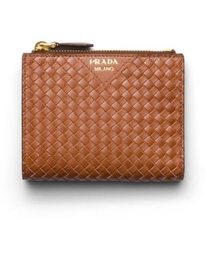Prada Cartera Pequeña De Piel Entrelazada Madras, Mujer - Blanco