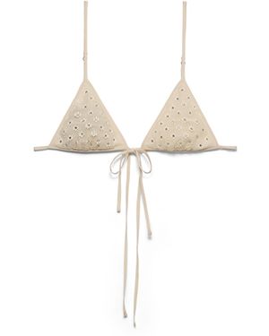 Prada Sujetador Con Encaje Y Pedrería Mujer, Talla - Blanco