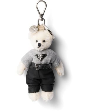 Prada Colgante Para Bolso Teddy Con Anilla De Metal, Hombre - Blanco