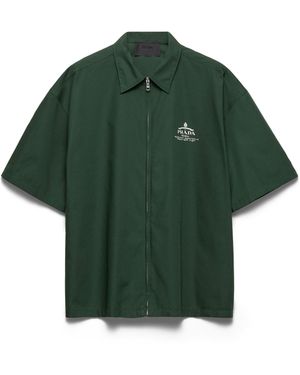 Prada Camisa De Manga Corta De Algodón Técnico, Hombre, Talla - Verde