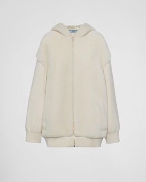 Prada Cashmere Hoodie Cardigan - White
