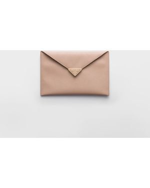 Prada Envelope-Clutch Aus Saffiano-Leder - Natur