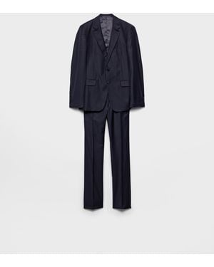 Prada Single-Breasted Cashmere And Wool Suit - Blue