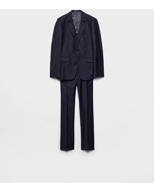Prada Single-Breasted Cashmere And Wool Suit - Blue