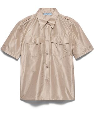 Prada Camisa De Tafetán De Manga Corta, Mujer, Talla - Multicolor