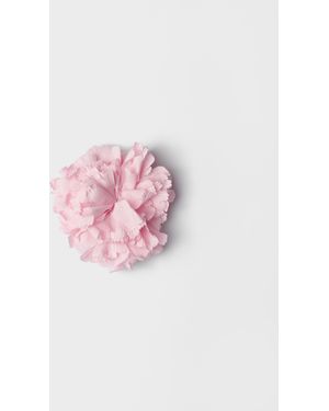Prada Blumenbrosche Aus Metall Und Popeline - Pink
