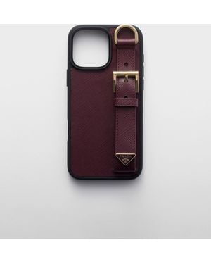 Prada Saffiano Leather Case For Iphone 16 Pro Max - Red