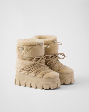 Prada Botines Après-Ski De Borreguillo, Mujer, Talla - Neutro