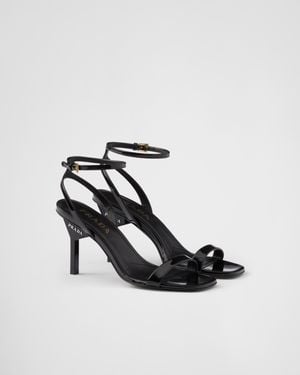 Prada Sandales À Talon Haut En Cuir Verni - Blanc