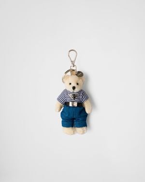 Prada Teddy Bag Charm With Metal Ring - Blue