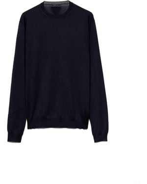 Prada Jersey De Seda Y Cachemir Con Cuello Redondo - Azul
