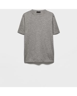 Prada T-Shirt Aus Kaschmir Und Seide - Grau