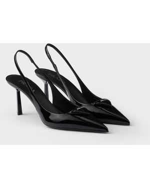 Prada Patent Leather Slingback Court Shoes - Black