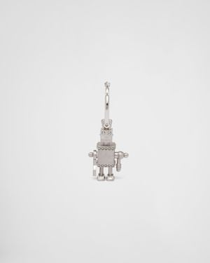 Prada Single Earring With Robot Jewels Pendant - White