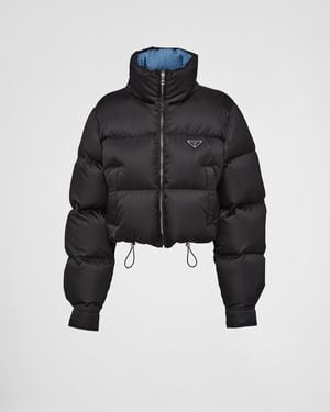 Prada Re-Nylon Cropped Down Jacket - Black