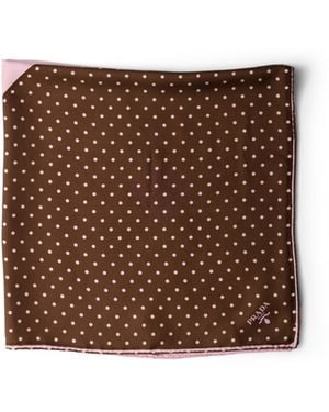 Prada Bufanda De Sarga Estampada 90, Mujer - Marrón