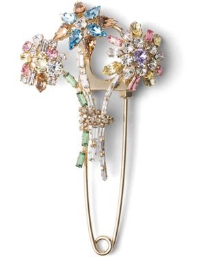 Prada Broche De Metal Con Cristales, Mujer - Blanco
