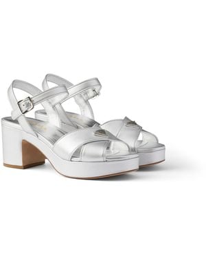 Prada Sandalias De Napa Con Plataforma, Mujer, Talla - Blanco