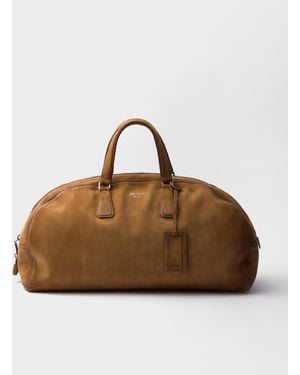 Prada Sac De Voyage En Veau Velours - Marron