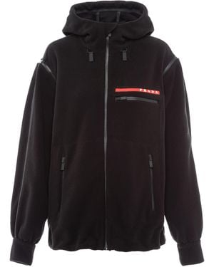 Prada Recycled Technical Fleece Hoodie - Black