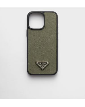 Prada Saffiano Leather Case For Iphone 16 Pro Max - Green