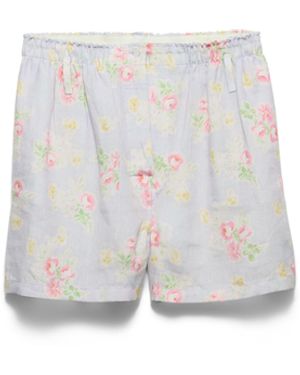 Prada Pantalones Cortos De Lino Antiguo Con Estampado Floral, Mujer, Talla - Blanco