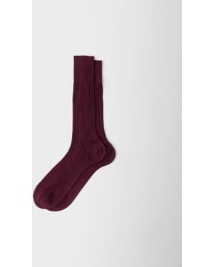 Prada Chaussettes Mi-Mollet En Coton - Violet