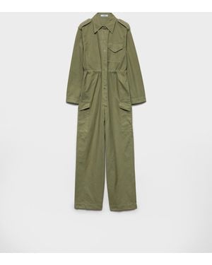 オールインワン・サロペット PRADA KHAKI COTTON JUMPSUIT Prada Cotton Jumpsuit With Belted Waist And Pockets In Beige