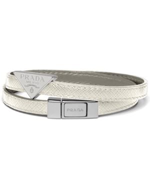 Prada Brazalete De Piel Saffiano, Hombre, Talla - Blanco