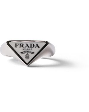 Prada Anillo De Metal Esmaltado, Hombre, Talla - Blanco