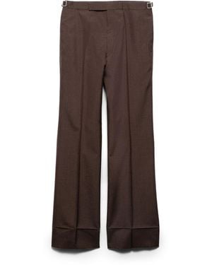 Prada Pantalones De Sastrería En Mohair Y Seda - Marrón