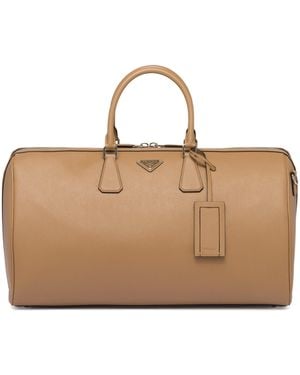 Prada Bolsa De Lona En Piel Saffiano - Neutro