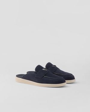 Prada Suede Sabots - Blue