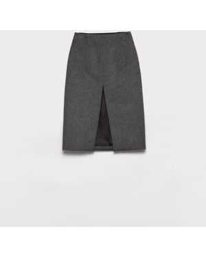 Prada Loden Fabric Pencil Skirt - Gray