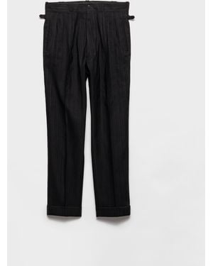 Prada Wool Blend Pinstriped Trousers - Black