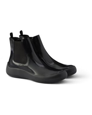 Prada Botas Chelsea De Piel Cepillada, Hombre, Talla 5 - Negro