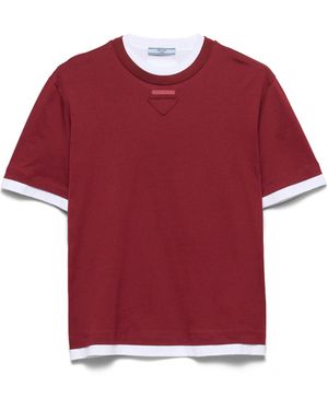 Prada Camiseta De Punto De Algodón, Mujer, Talla - Rojo