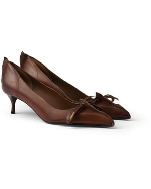 Prada Zapatos De Tacón De Piel Envejecida, Mujer, Talla - Marrón