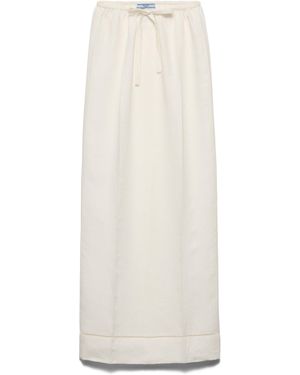 Prada Falda Maxi De Lino Bordado - Blanco