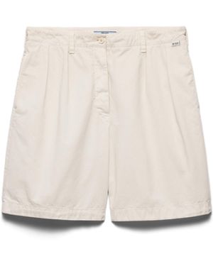 Prada Bermudas De Gabardina Envejecida, Mujer, Talla - Blanco
