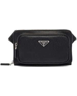 Prada Riñonera De Piel Saffiano, Hombre - Blanco