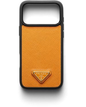 Prada Funda De Piel Saffiano Para Iphone 17 Pro Max, Hombre - Blanco