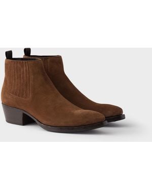 Prada Chelsea Boots Aus Wildleder - Braun