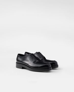 Prada Derby-Schuhe Aus Gebürstetem Leder - Weiß