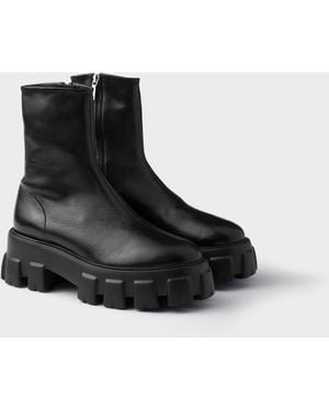 Prada Bottines Monolith En Cuir Nappa Stretch - Noir