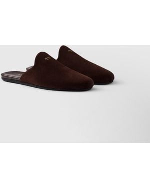 Prada Mules En Veau Velours - Marron