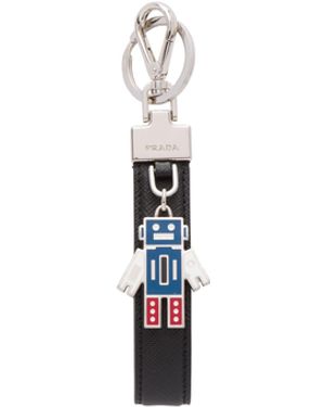 Prada Llavero En Piel Saffiano, Hombre - Blanco