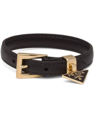 Prada Brazalete De Piel Saffiano, Mujer, Talla - Negro