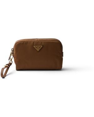 Prada Pouch Pequeño De Re-Nylon, Mujer - Marrón